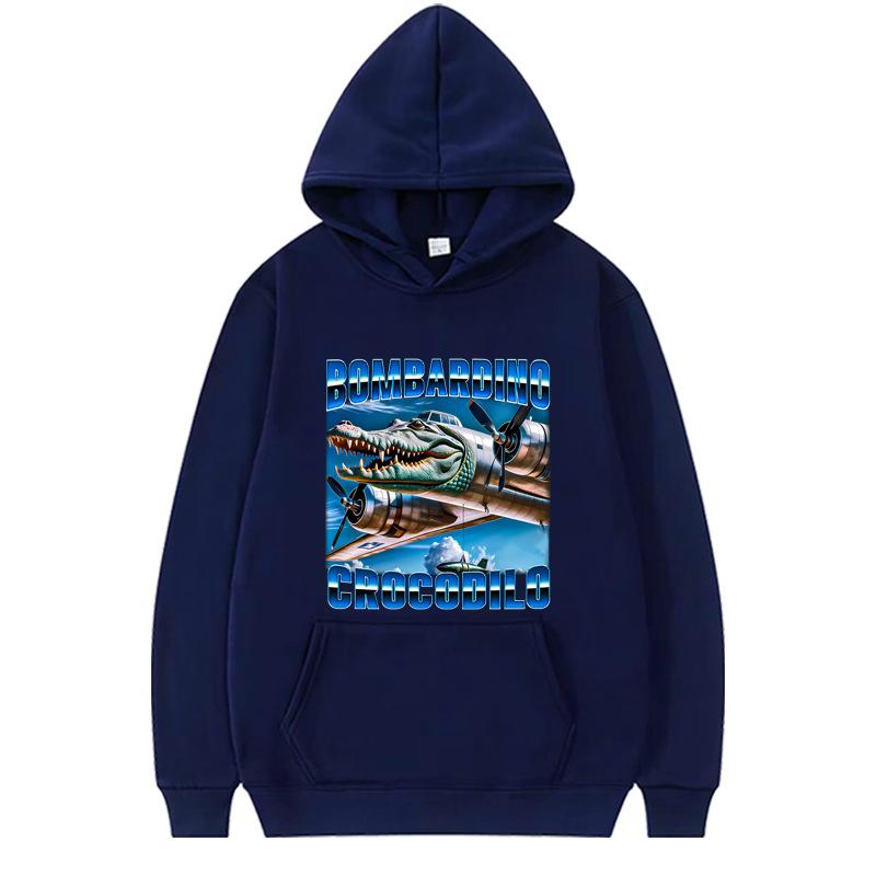 

Bombardino Crocodilo Brainrot Funny Vintage Hoodie Men Women Autumn Winter Fleece Streetwear Tops S
