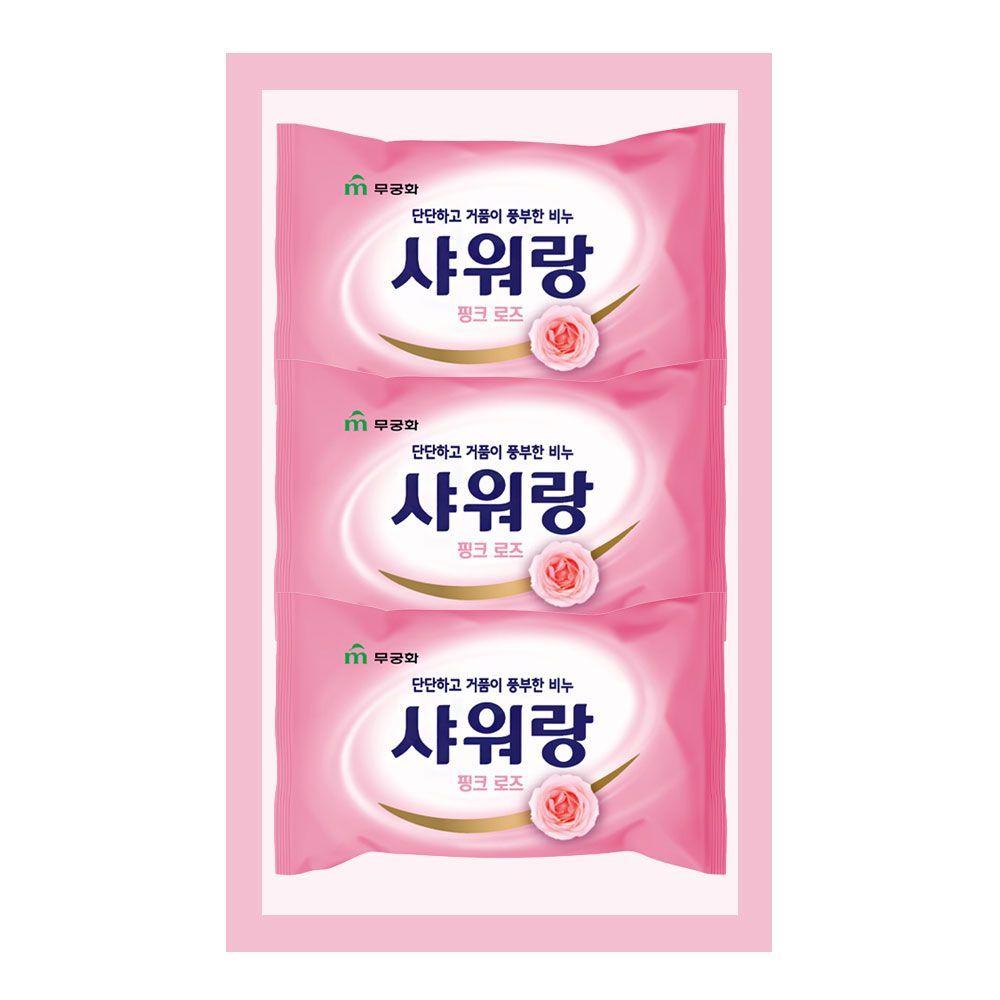 Mugunghwa ZLVRRCSS Shower and Pink Rose Washing Shower Soap 130g 3-pack