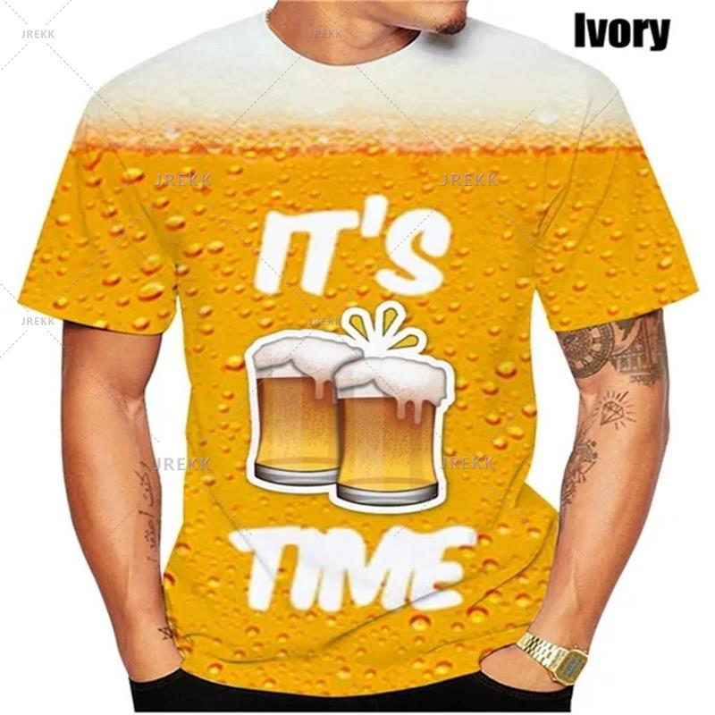 Men's Cool Beer T-shirt 3D Printed Personality Graphic Short Sleeve Tees Shirt Casual Summer Streetwear Kid Tops Women Clothes