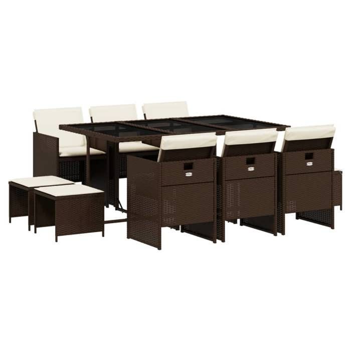 VidaXL Garden Dining Set with Cushions 11 Pcs, Patio Table and Chair, Patio Furniture, Furniture 3210609