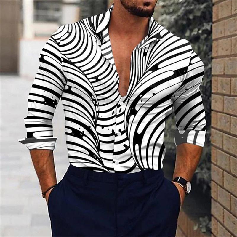 Men's Shirt Pattern Shirt 3D Printed Shirt Outdoor Street Long Sleeved V-neck Clothing Fashion Designer Casual and Comfortable