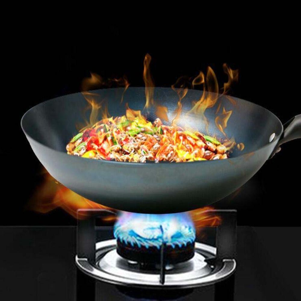 Round Bottom Iron Pot Anti-scalding Frying Pan Chinese Traditional Iron Wok Household Use