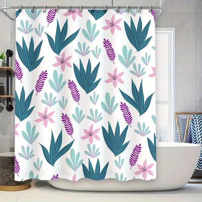 Blau Grün Rosa Lavendel Floral Duschvorhang Wasserdicht Dekorative Badezimmeraccessoires Modernes Wohninterieur Design