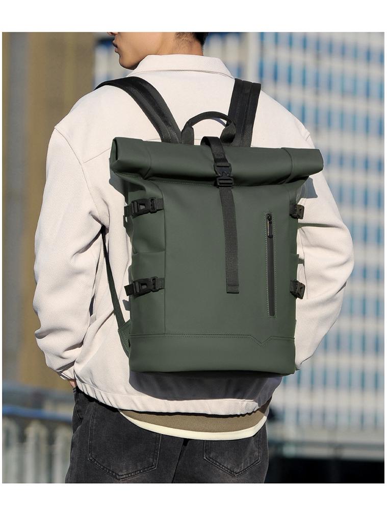 Men's Fashionable Roll-Up Backpack, Large Capacity Travel & Laptop Bag, Schoolbag for College Students