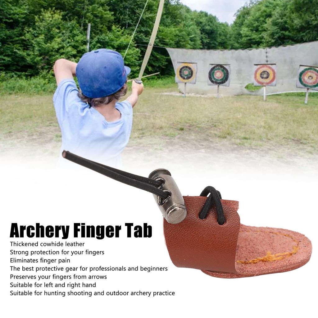 Archery Finger Guard Cowhide Elastic Finger Tab for 20 to 50lb Bow