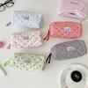 Cute Cherry Plaid Large Capacity Pencil Case Student Stationery Bag Ladies Cosmetic Bags Portable Clutch Purse Storage Bag Gifts