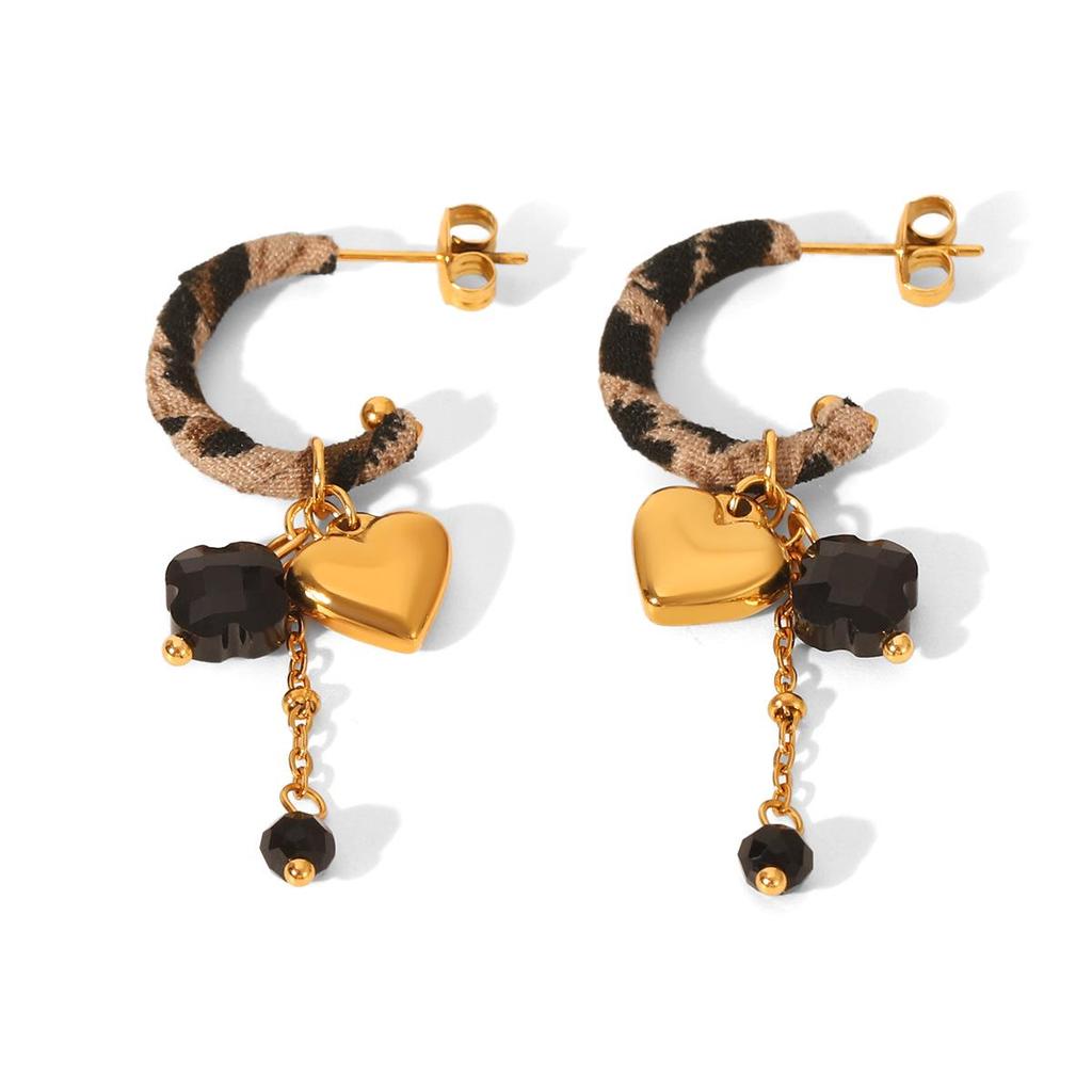 Women's Luxury Leopard Print Silk Scarf & Non-Fading Titanium Steel Bracelet