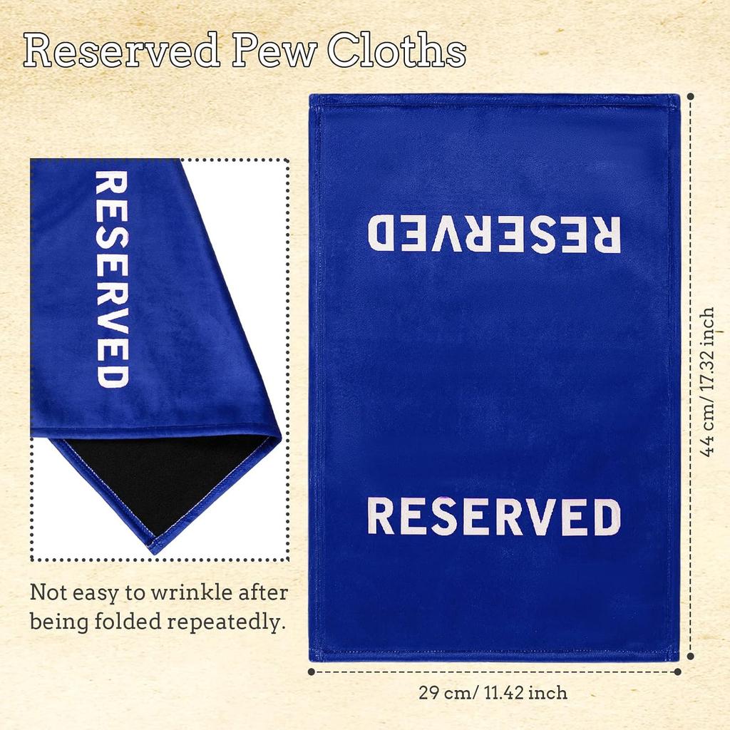 Tudomro Reserved Signs for Pews Chairs Reserved Pew Cloths Seating Signs Placeholder for Church Wedding Seats Decoration(Blue, White,8 Pieces)
