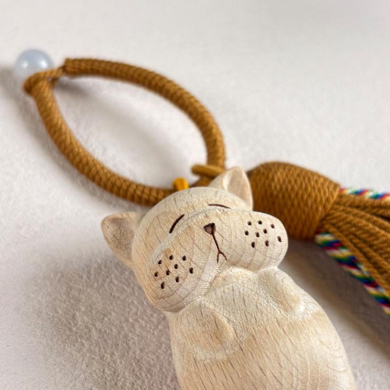 Quaste Handgefertigt Holzkatze Anhänger Taschen Dekoration Holzmaterial Katzen Schlüsselanhänger Geldfangende Katzen Tasche Anhänger