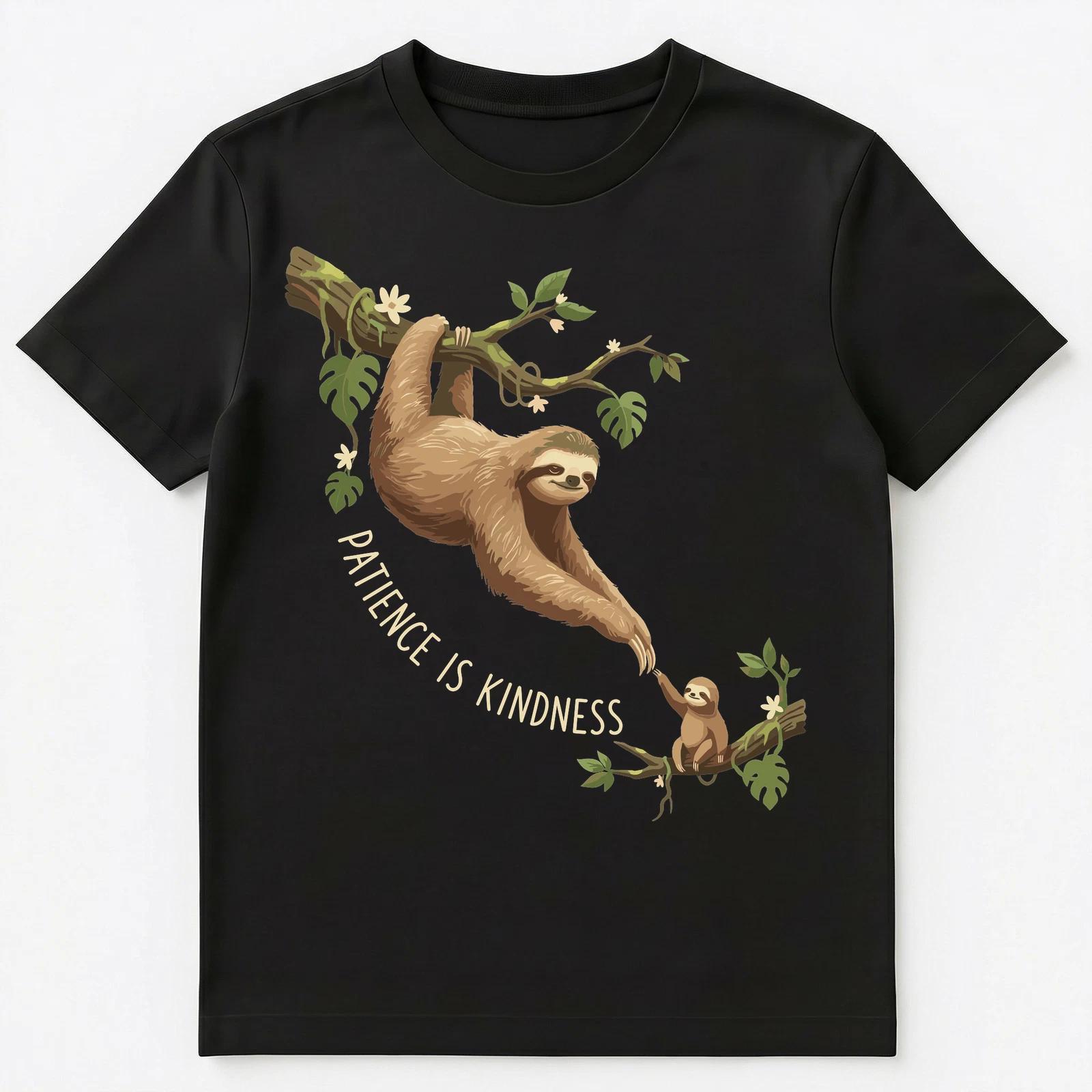 Sloth Kindness Nature Art Inspiring Quote Design Unisex T-Shirt 4XL