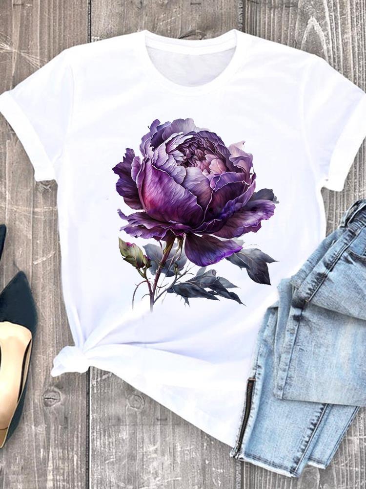 Love Flower Printing Speed European and American Clothing Shirt Short Sleeve T-shirt Tops Graphic Tshirts Oversized T Shirt