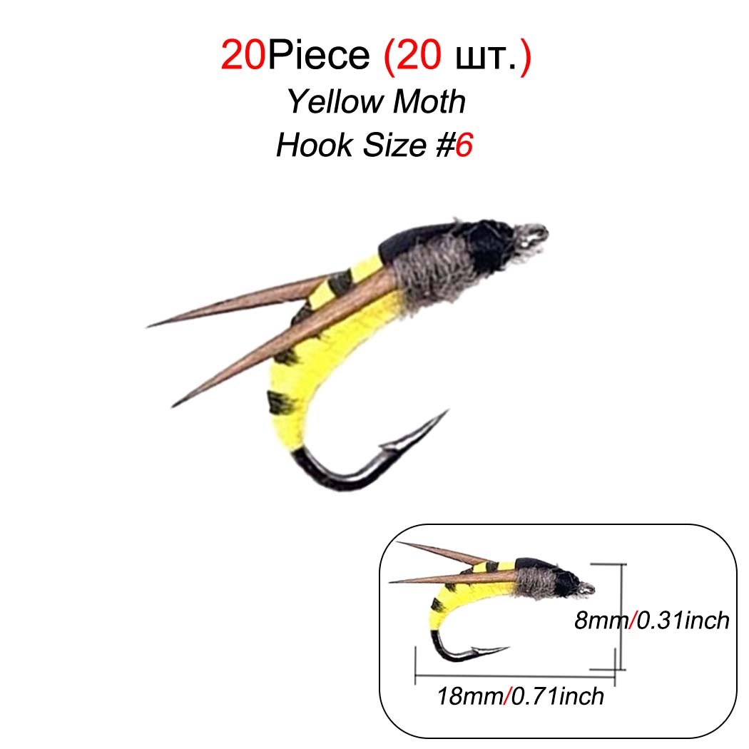 

10/15/20/25 шт. нимфа Scud Fly рыболовные мухи искусственные наживки для насекомых приманка ручейник мотылек для форели/баса/окуня/сома/карпа/судака 20Pcs