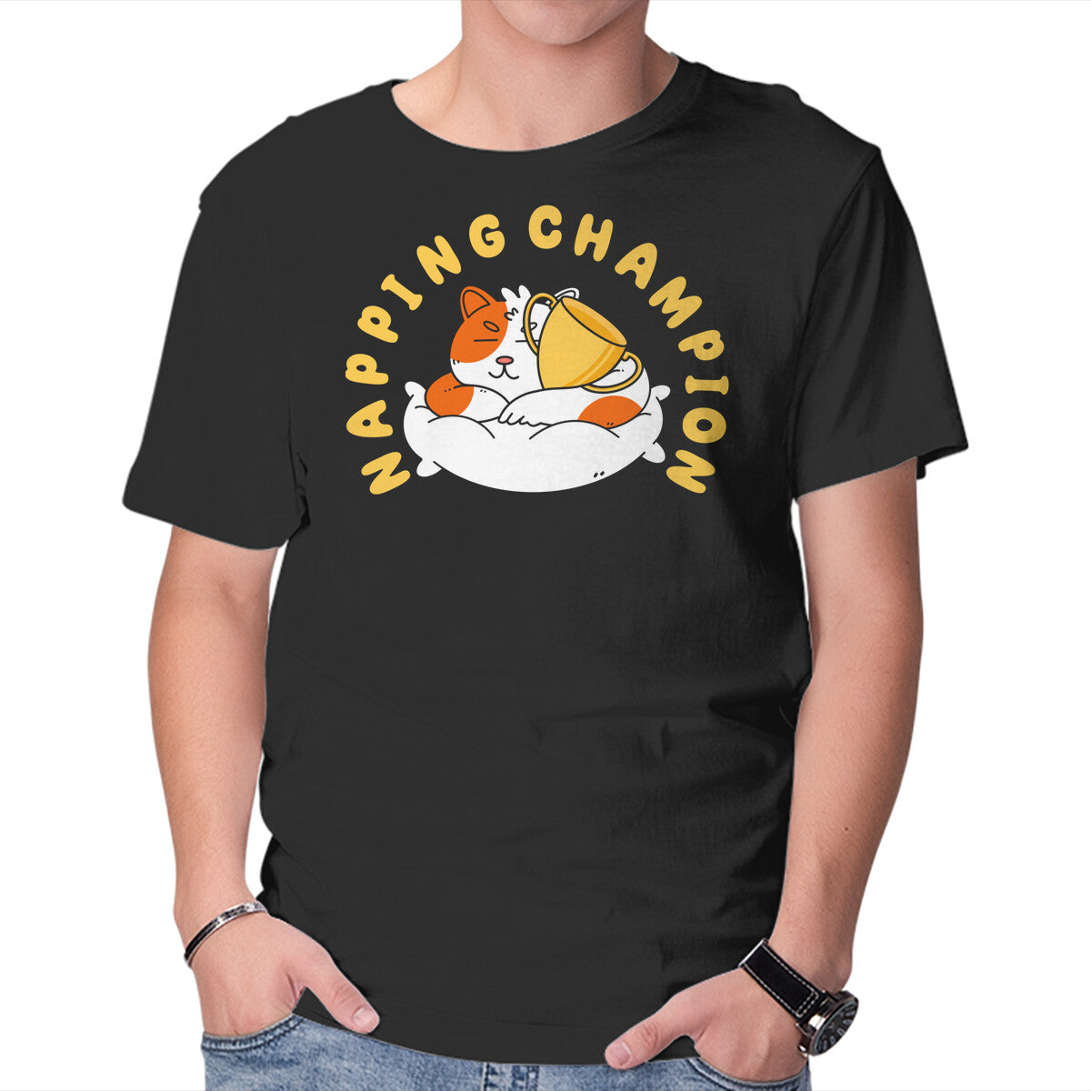 Unisex Crew Neck T-Shirt Napping Champion Graphic Short Sleeve Casual Tee XXXXL