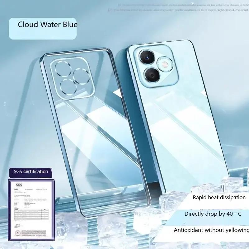 

Мягкий чехол с металлической рамкой для Honor 400 Lite Honor400lite, противоударный гальванизированный силиконовый бампер TPU для телефона Honor X8C For Honor 400 Lite синий