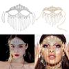 Indian Tassels Veil Mask for Face Women Rhinestones Face Mask Masquerade Dance