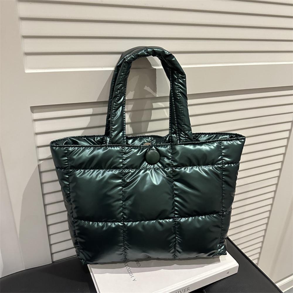 Fashion Solid Color Quilted Tote Bag Waterproof Lightweight Puffer Crossbody Bag Large Capacity Women Handbag