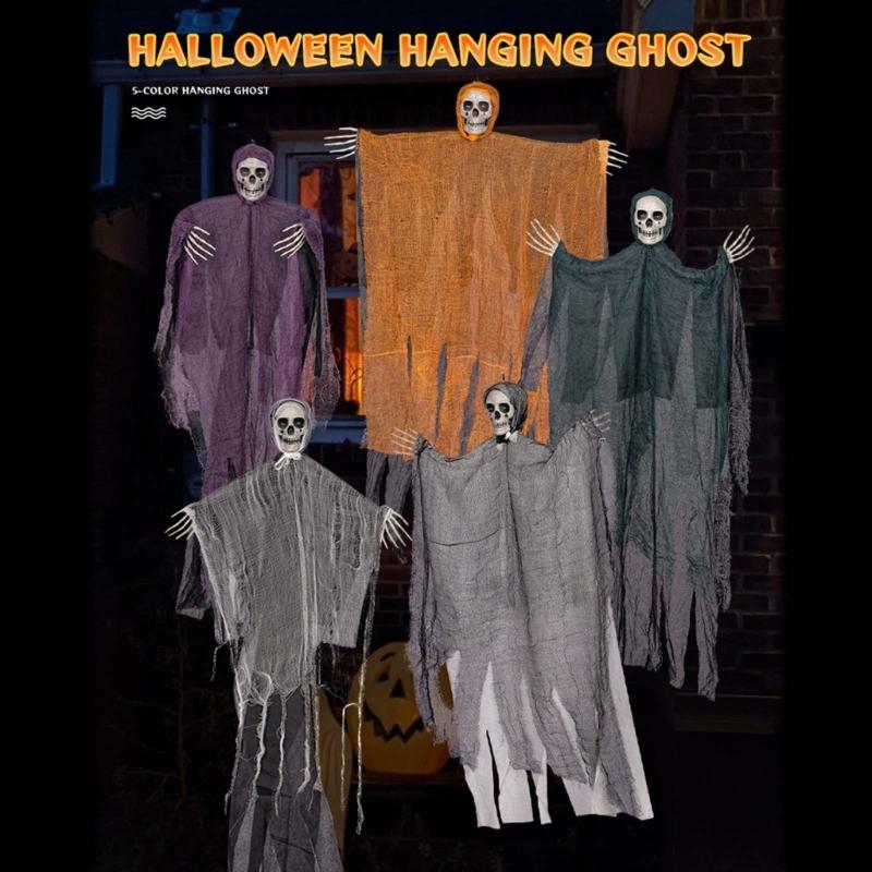 Scary Halloween Skull Hanging Ghost Party Decoration Creepy Skull Ghost Pendant for Halloween Themed Parties