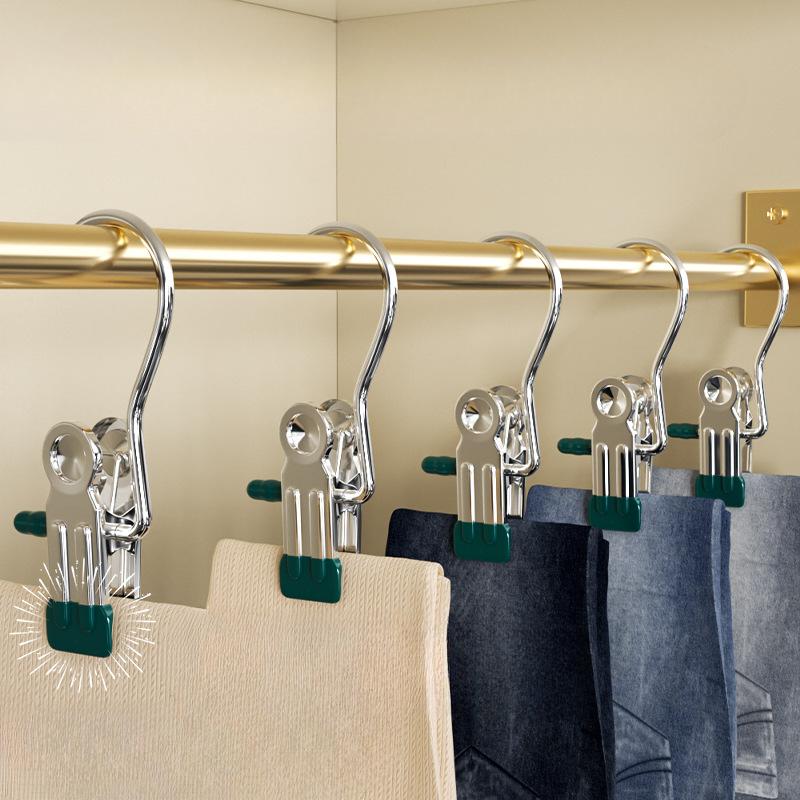 Multifunktionaler Hosenclip aus Edelstahl für den Haushalt, Kleiderschrank, Kleidungsaufbewahrung, Hut- und Sockenclip, keine Spur, Haken, Wäscheklammer