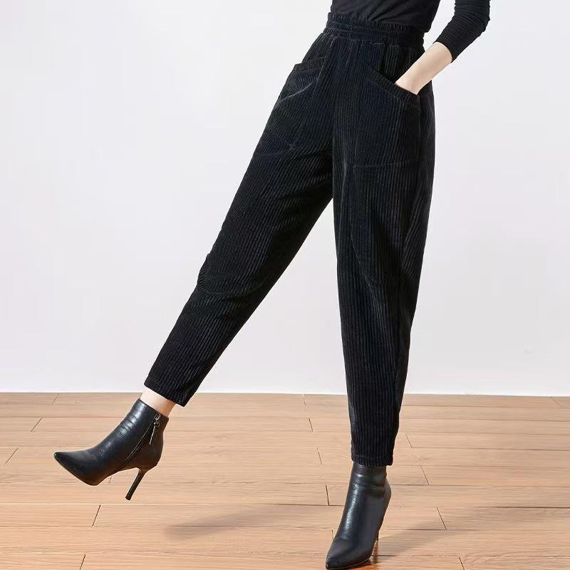 

Women s High Waist Chenille Radish Pants - Spring/Autumn, Loose Fit, Plus Velvet, Thick, Warm Harem Lantern Style. 4XL