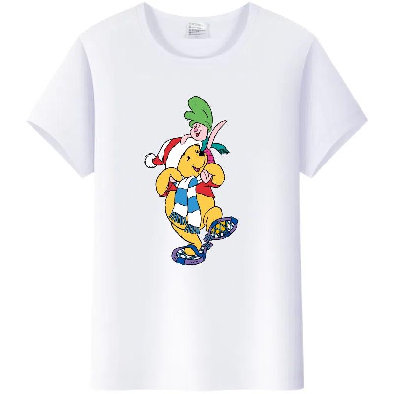 Y2K Tshirt Kawaii Clothes Tops Unisex Cartoon Winnie The Pooh Tigger Graphic T-shirt Summer Blouses White Tees
