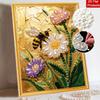 Pearl Painting DIY Kit Bee And Elegant Flower Design Frameless Shiny Bead Canvas Creative Craft For Home Wall Decor Art Project Hobby Supplies