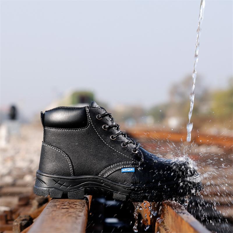 Fashion Men Work Safety Shoes Anti Smashing Waterproof Genuine Leather Welding Shoes Indestructible Nail Proof Boot