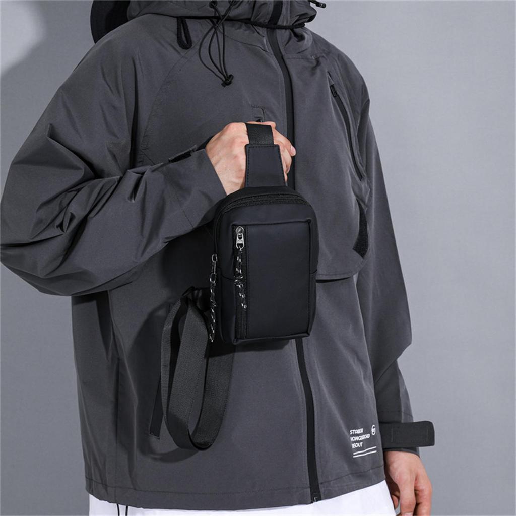 Japonský pouliční trend Sportovní model Mini náprsní taška Jednobarevná taška přes rameno Pánská Diagonální Messenger Telefon Jednoduchá křížová taška