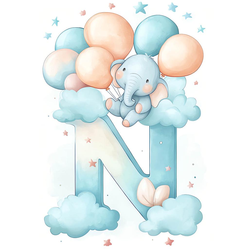 Plakat Literka N W Chmurach Plakat Literka N W Chmurach, 50X70 Cm, Rama Drewniana Jasny Dąb, Papier Matowy 230 Gsm