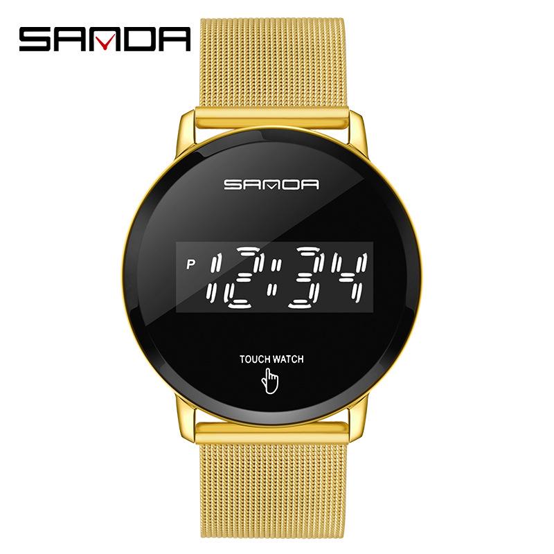Sanda Touchscreen LED-Uhr mit Doppelschnalle Netzarmband - Modell 8007 für Damen