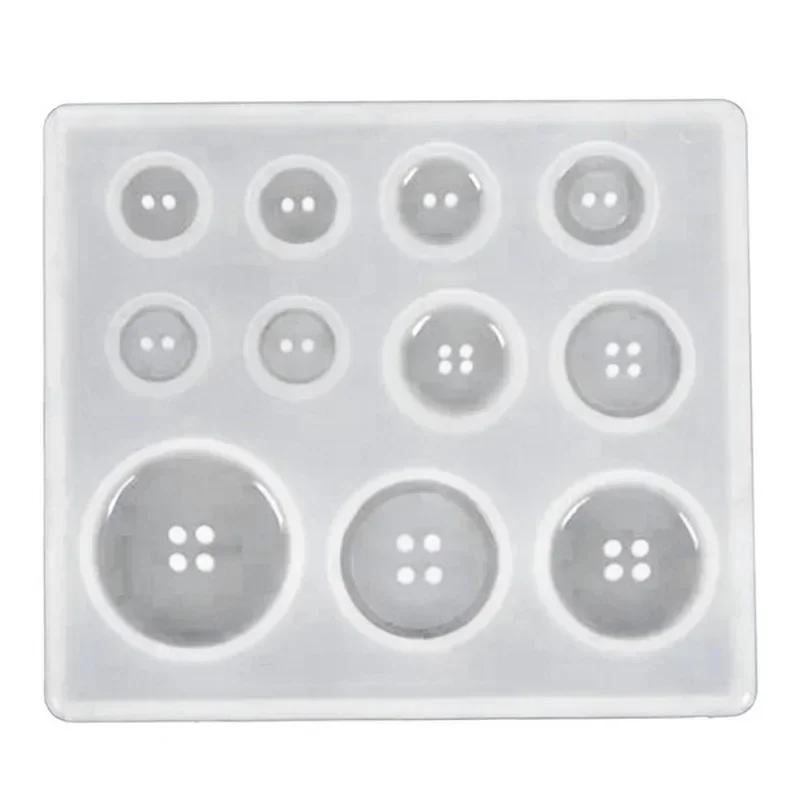 New DIY Handmade Resin Button Mold Silicone Perforated Pendant Button Dropper Molds Home Baking Cake Decoration Mould Clay Tool