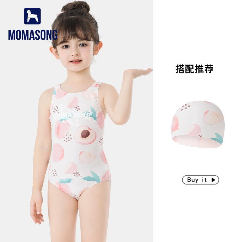 Girls One-piece Triangle Swimsuit Teen Student Professional Training Chest Pad Printed Swimsuit