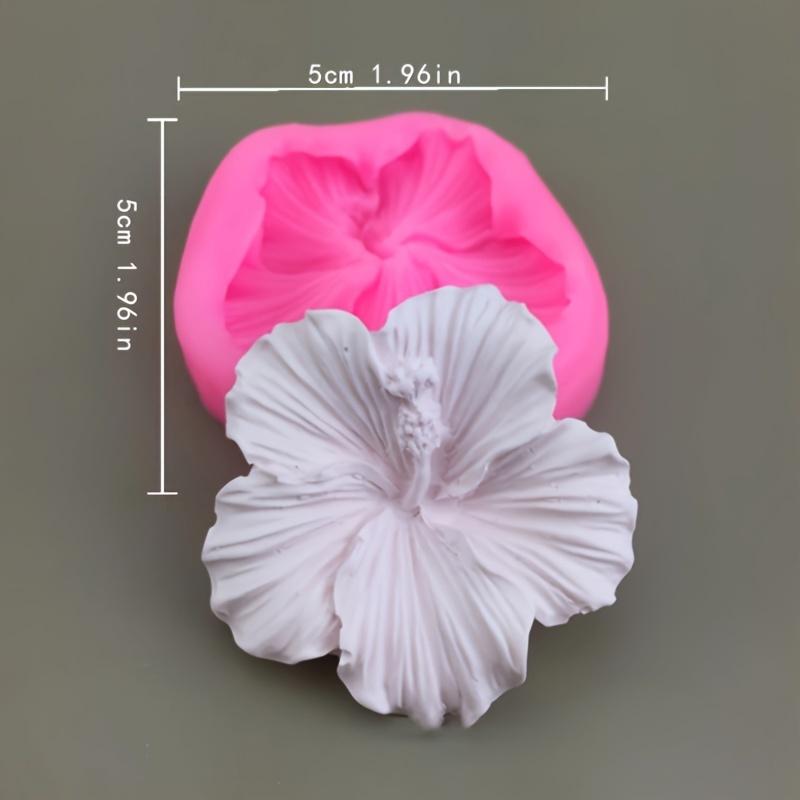 1pc Silicone Hibiscus Flower Mold Decoration Liquid Casting Plaster Craft - 5 Petal Round Flower Silicone Molds for DIY Crafting