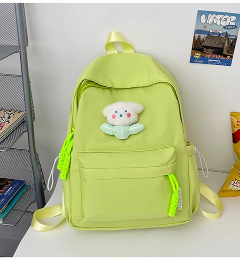 Schoolbagins Schoolbag Female Student Korean Version Internet Celebrity Junior High School Student Canvas Backpack Japanese Solid Color Large 