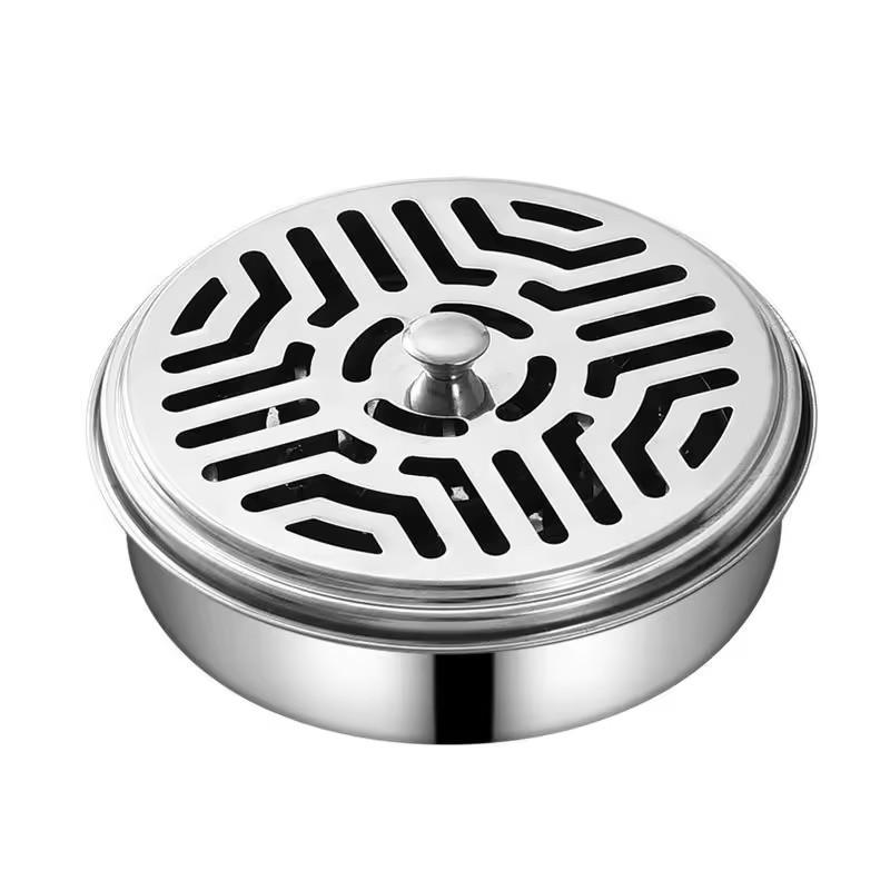 

1шт держатель для благовоний, держатель для подноса противомоскитной спирали для дома с крышкой, наружная коробка для противомоскитной спирали, для гостиной и спальни серебряный