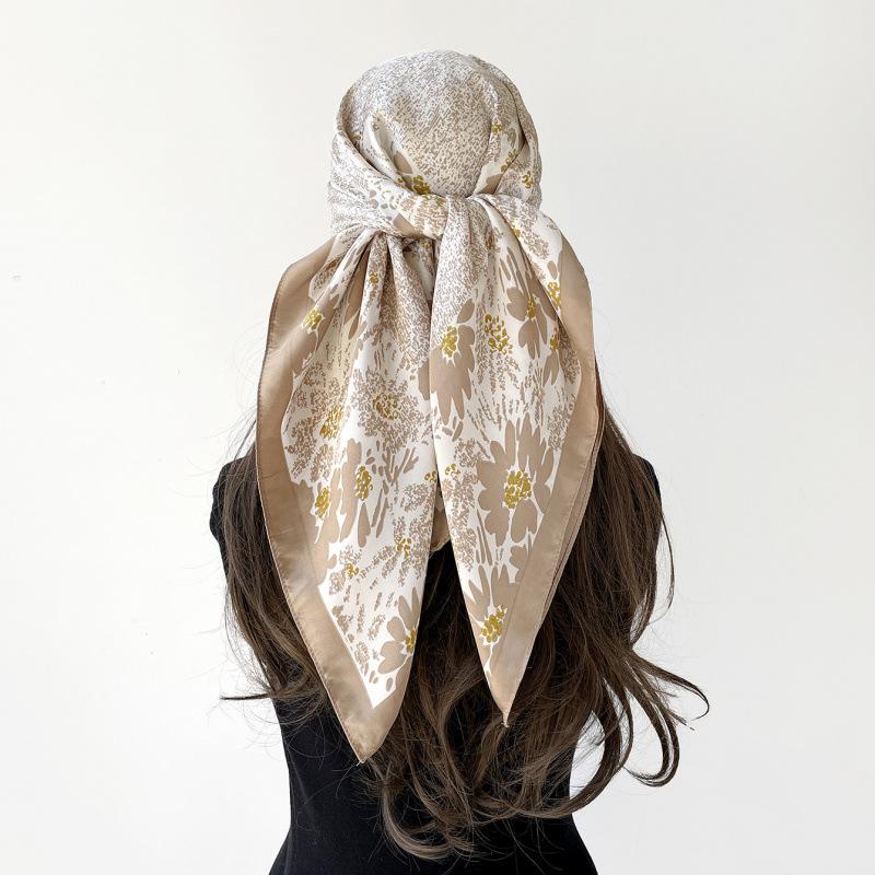 Headscarf Silk Scarf 90cm Women's Headscarf New Versatile Satin Thin Large Square Scarf