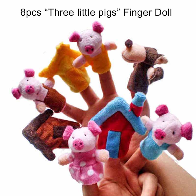 

8 шт. Пальчиковые куклы Детские плюшевые игрушки Три поросенка Ролевая игра Рассказывание историй Тряпичная кукла для детей Сценические драматические реквизиты Tmz