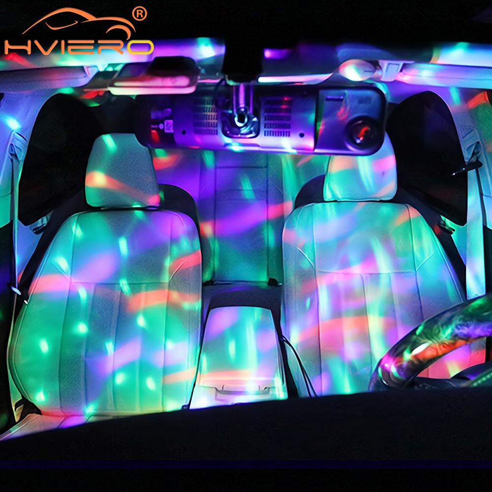Car USB Ambient Light DJ RGB Mini Colorful Music Sound Led Apple USB Interface Holiday Party Atmosphere Interior Dome Trunk Lamp Neon Lights 4