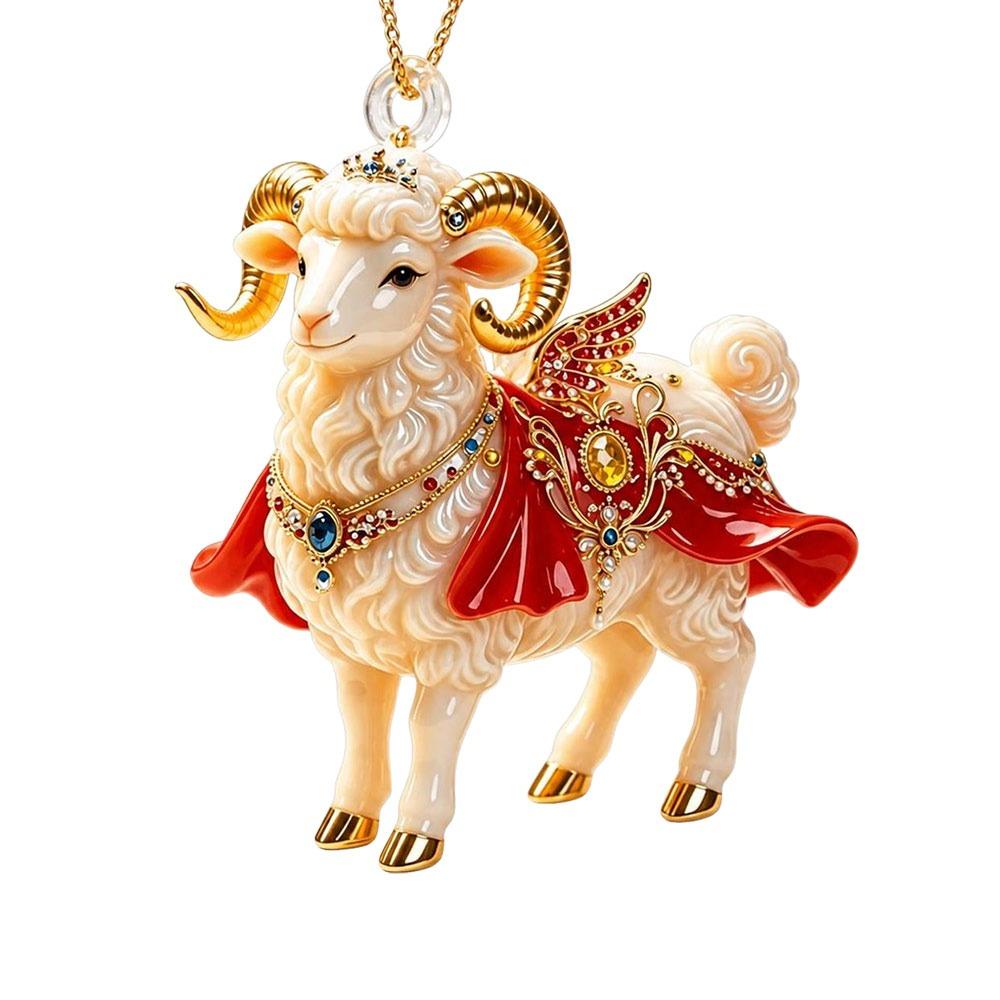Acrylic Goat Hanging Ornament 2D Flat Animal Hanging Decoration Holiday Party Decor