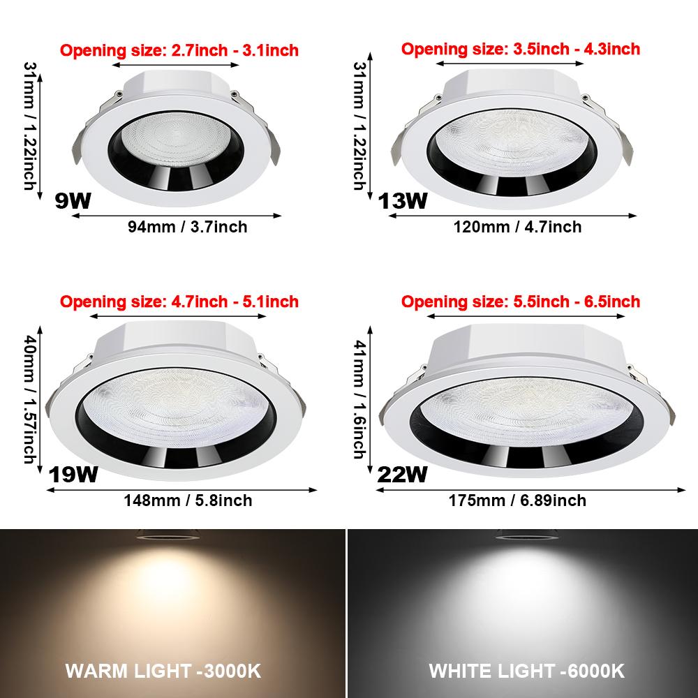 Ceiling LED Spotlights Dowmlight AC 220V Round Recessed LED Dowm Light Spot Ceiling Lamp 9W 13W 19W 22W Indoor Lighting