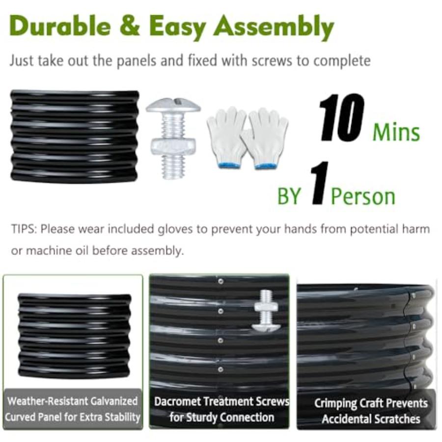High Round Galvanized Raised Garden Bed Kit Box Dia 3 X H 1.5Ft 2 Pack Metal Outdoor Flower Bed Steel Patio Ground Planter for