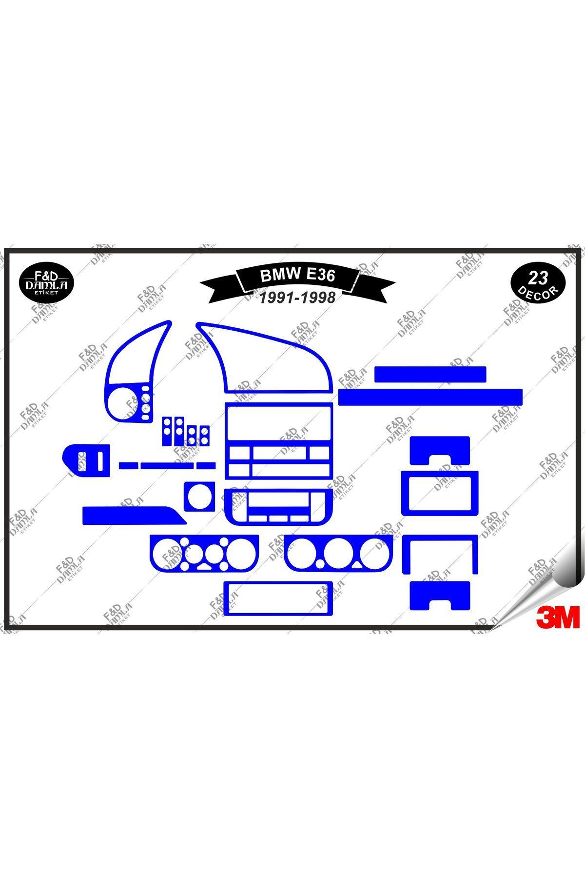

Bmw E 36 1991-1998 Torpido Konsol Trim Göğüs Maun Kaplama Set 23 Parça Mavi