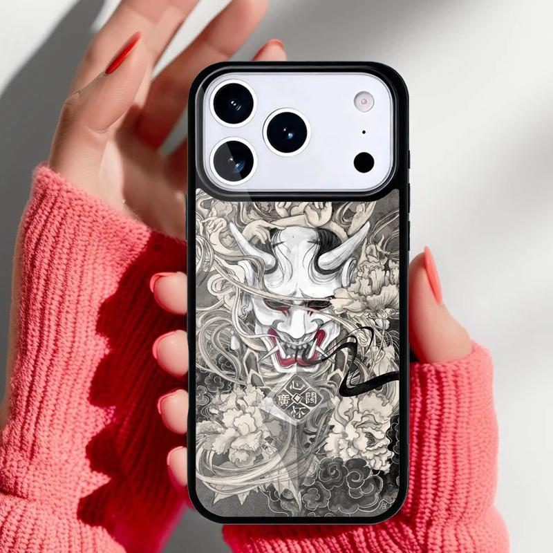 Hannya Demon Oni Phone Case for iPhone 17 16 15 14 13 Pro Max Back Cover for 12 11 Pro Coque