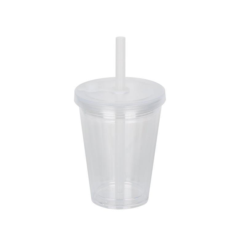 360ml Kreativer Dicker Strohhalm Bubble Tea Becher DIY Silikonstöpsel Doppellagig Kunststoffummantelt Rund Amerikanischer Stil Kaffeebecher