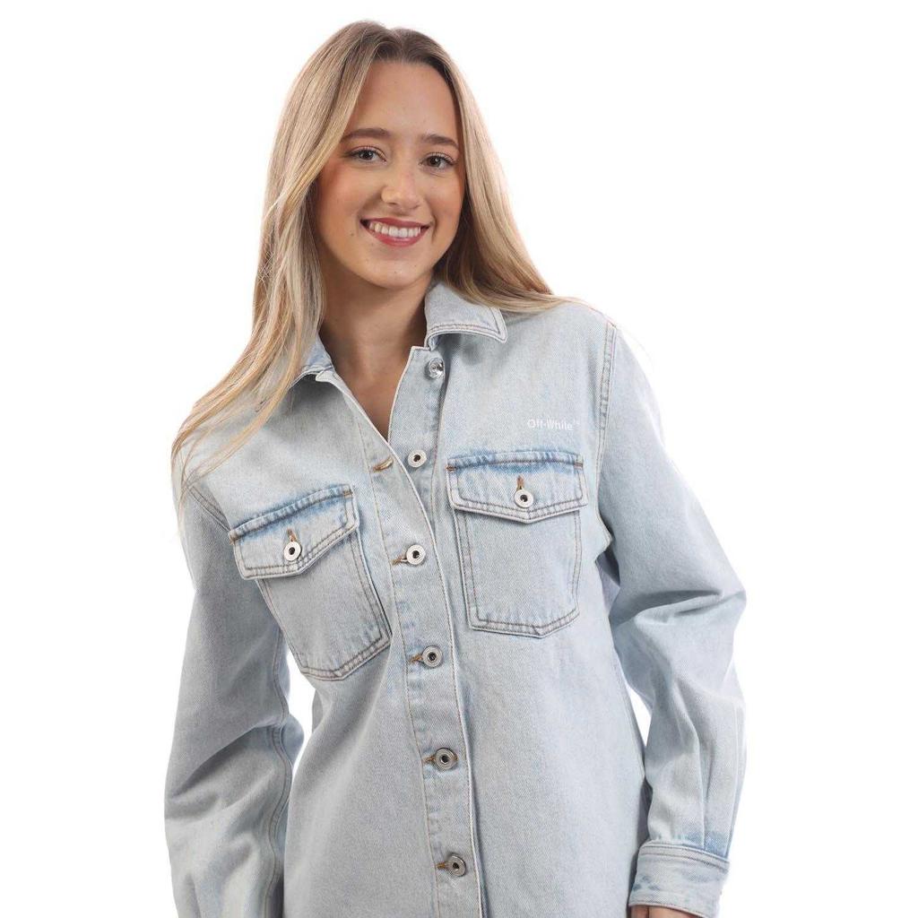 Koszula damska Off White z diagonalnym wzorem i długim rękawem