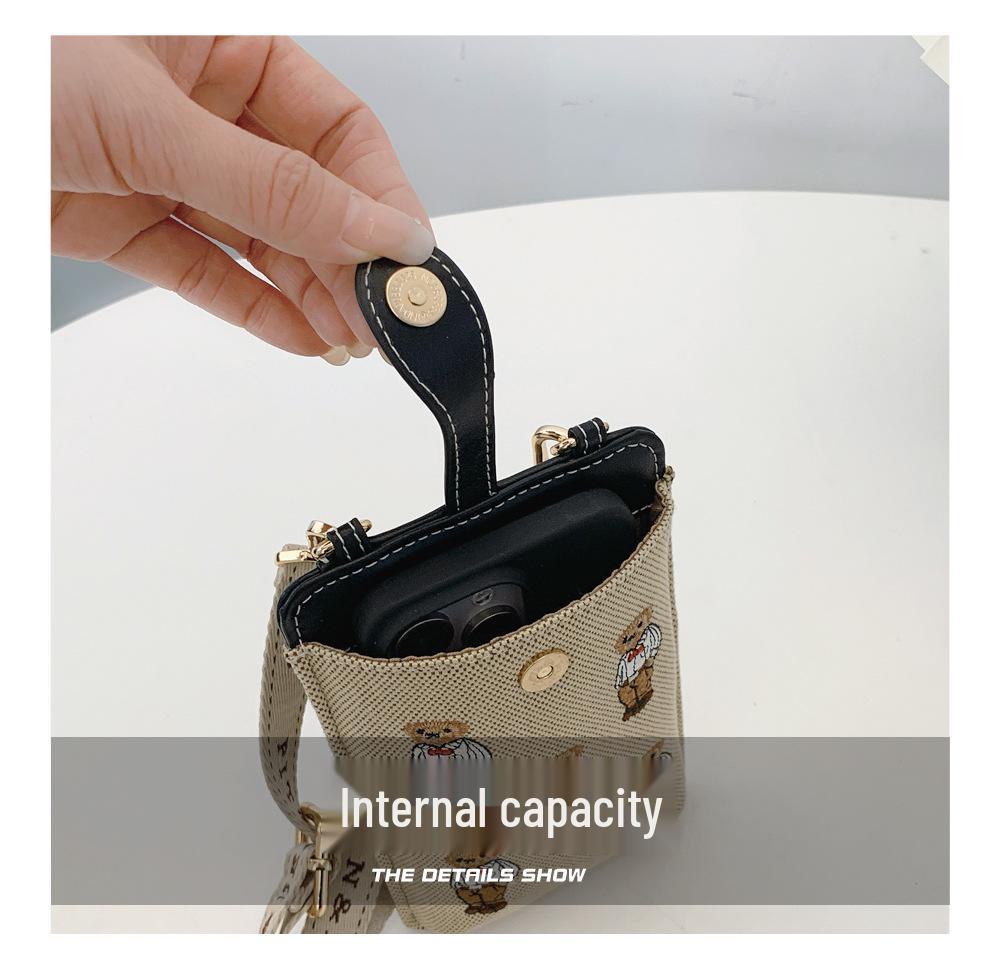 Damen Retro Farbblock Cartoon Umhängetasche für Lässige Mode, Passend für Handy