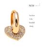 Zirconia Heart Earrings: Trendy Artistic Retro Design, Simple Peach Heart Ear Clips.