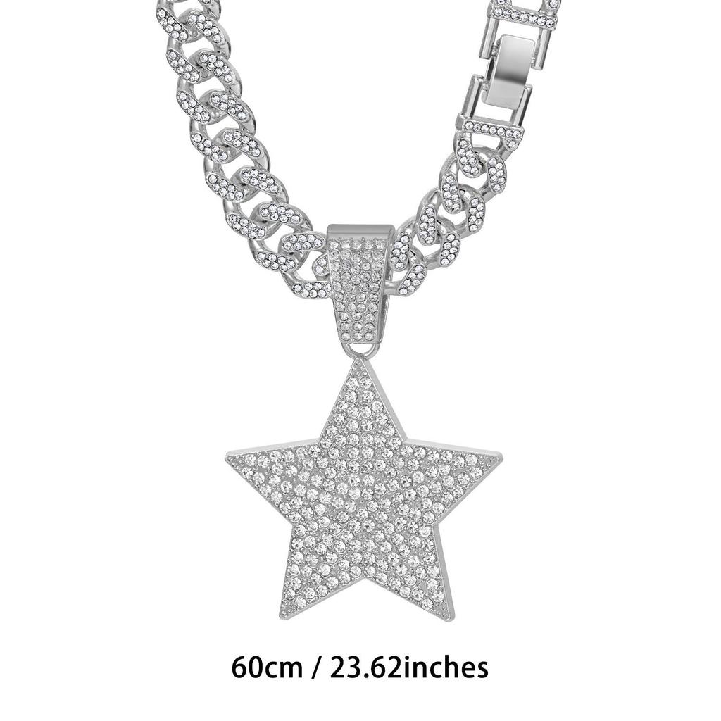 Vielseitiger Strassstern Cuban Chain Halskettenanhänger - Hip Hop Mode Herren Accessoire