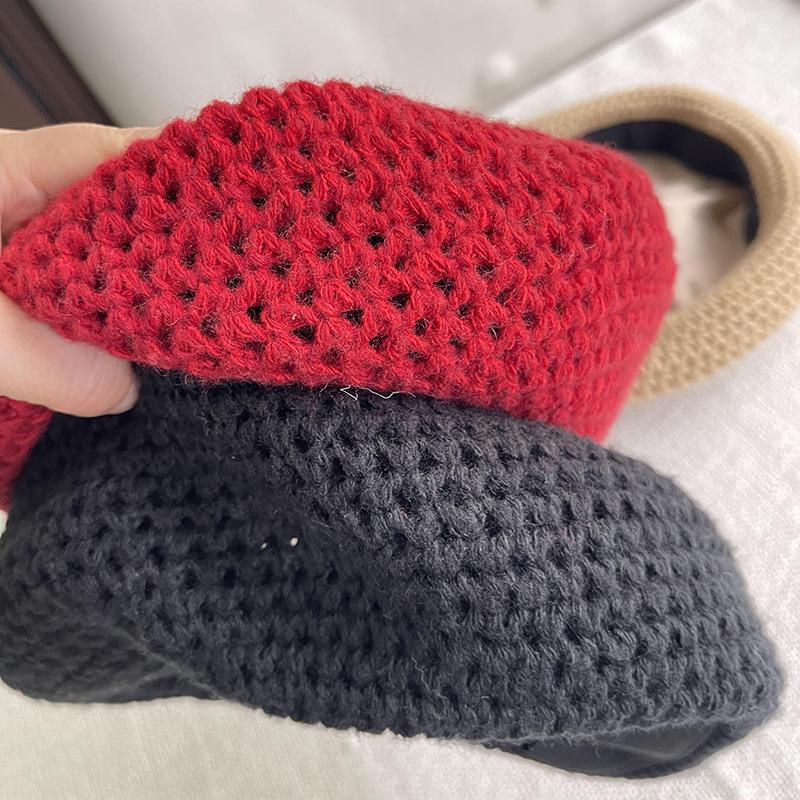 Cute Red Beret Hat for Women In Winter Korean Style Sweet Literary Retro Painter Hat Versatile Big Head Circumference Showing Small Face