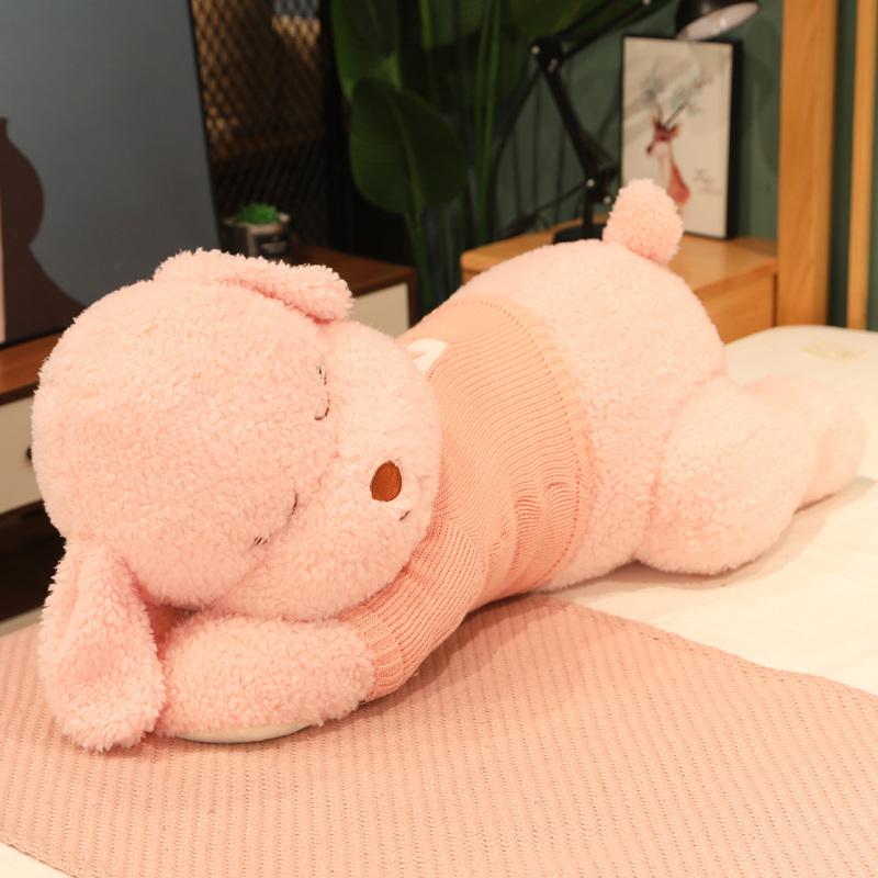 

80-100cm Kawaii animal plush Sleeping Puppy Dog Featuring Sweater dolls stuffed playthings soft sleeping bear pillow 80cm