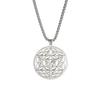 Fashion Titanium Steel Hollow Out Hexagram Pendant Necklace Trendy Round Pendant Jewelry